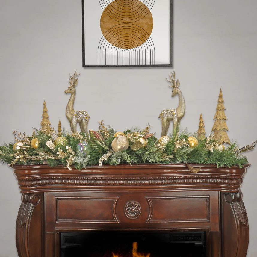 Greenery | National Tree Company 60\ HGTV Home Collection Champagne Wishes Mantle Swag F2L4F498